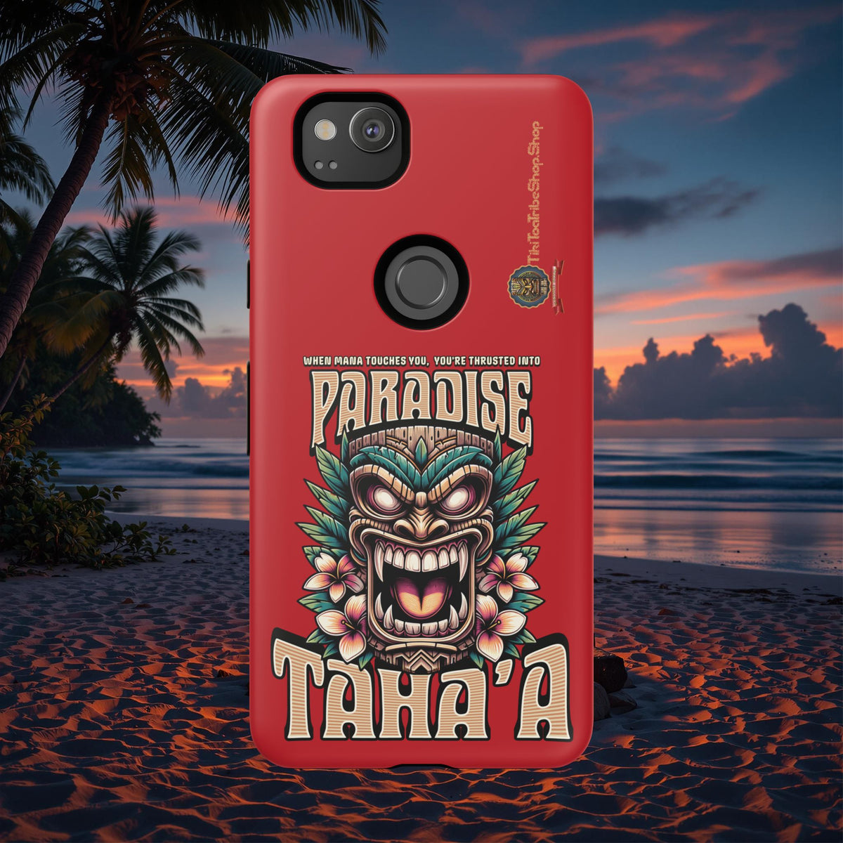 Tahaa – Coque Antichoc Premium « Tiki Féroce » | Design Tribal & Protection Maximale
