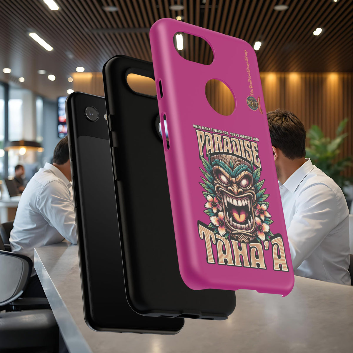 Tahaa – Coque Antichoc Premium « Tiki Féroce » | Design Tribal & Protection Maximale