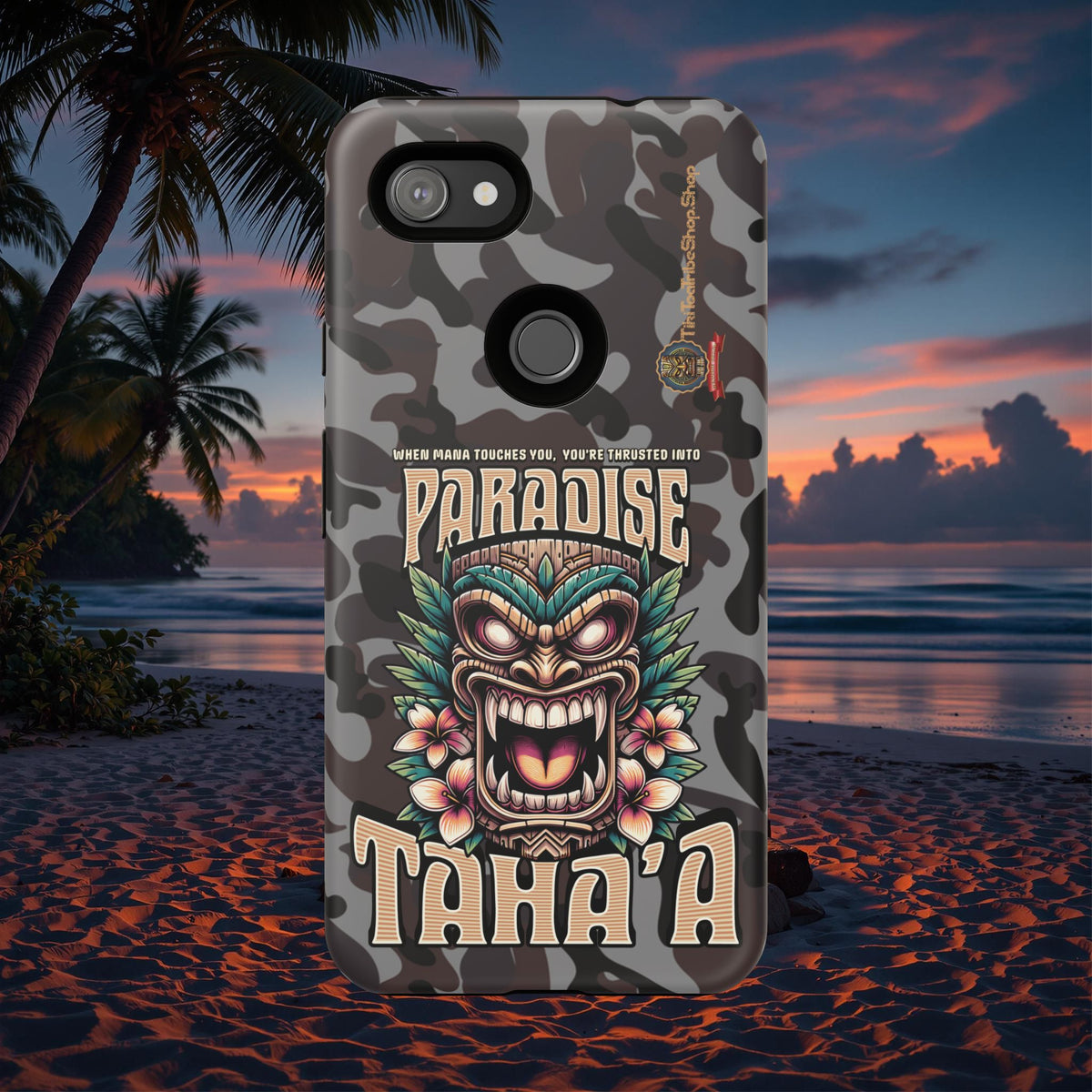 Tahaa – Coque Antichoc Premium « Tiki Féroce » | Design Tribal & Protection Maximale