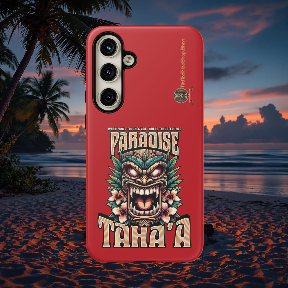 Tahaa – Coque Antichoc Premium « Tiki Féroce » | Design Tribal & Protection Maximale