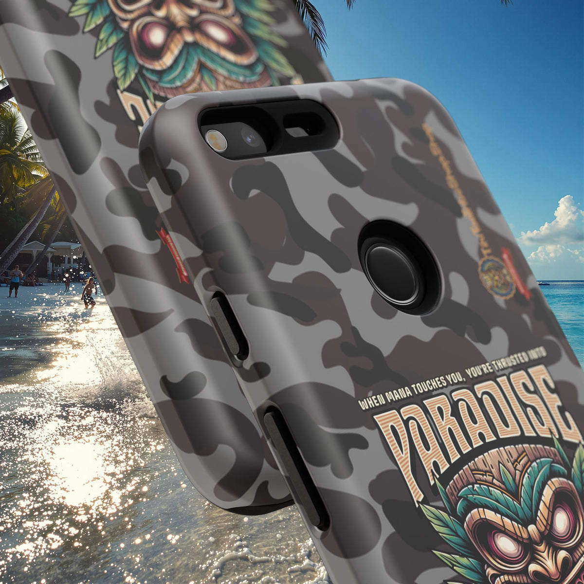 Tahaa – Coque Antichoc Premium « Tiki Féroce » | Design Tribal & Protection Maximale