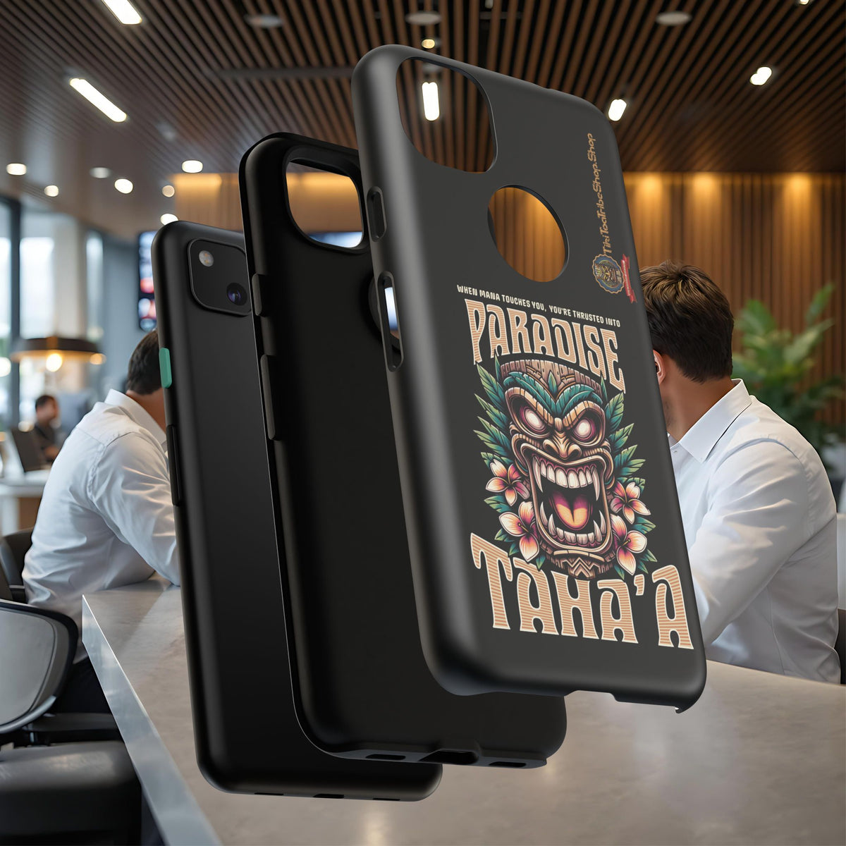 Tahaa – Coque Antichoc Premium « Tiki Féroce » | Design Tribal & Protection Maximale
