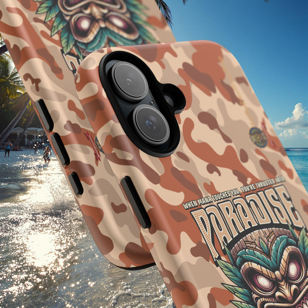 Tahaa – Coque Antichoc Premium « Tiki Féroce » | Design Tribal & Protection Maximale