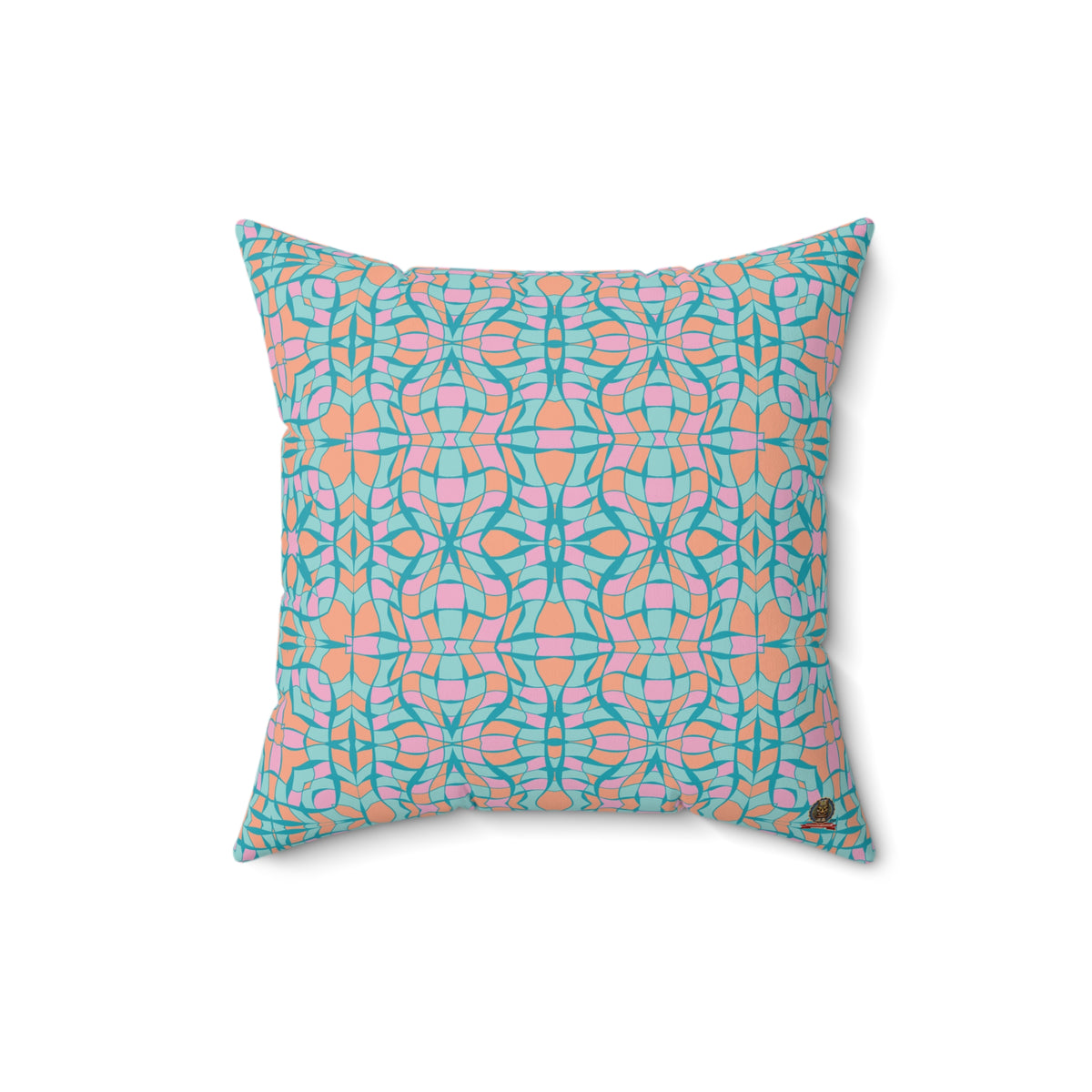 Geometric Abstract: Coral Turquoise Deco
