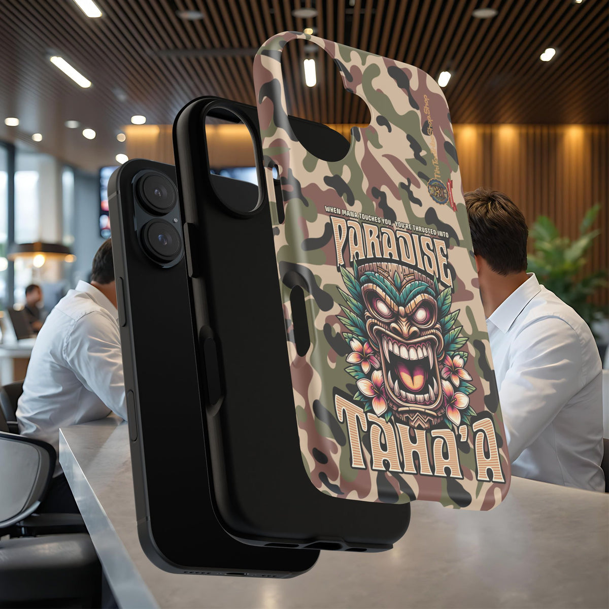 Tahaa – Coque Antichoc Premium « Tiki Féroce » | Design Tribal & Protection Maximale