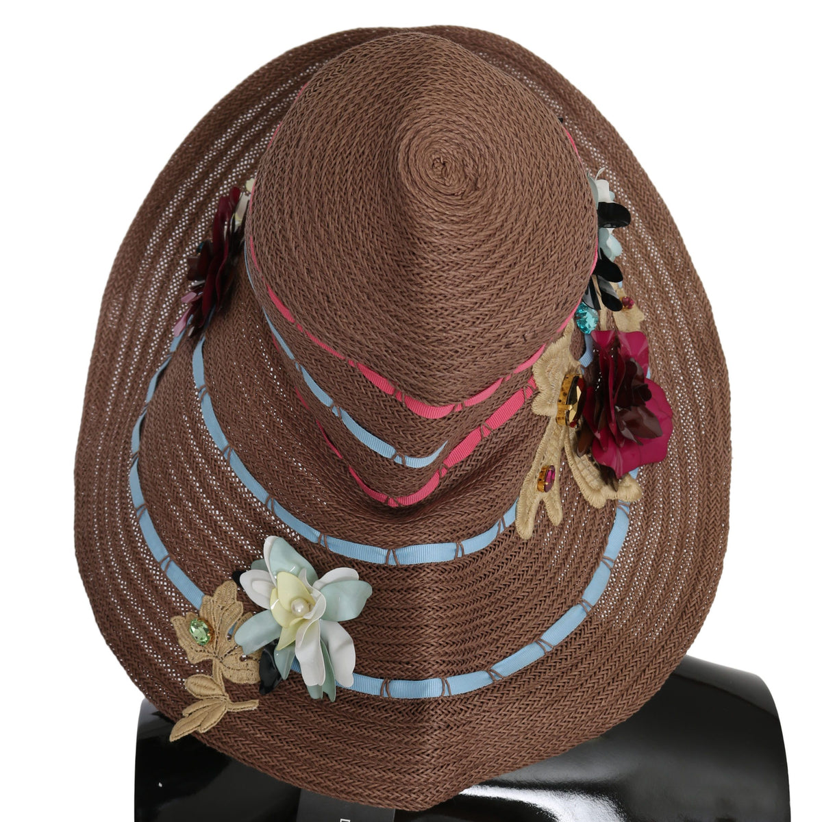 Dolce &amp; Gabbana Elegant Floppy Straw Hat with Floral Accents