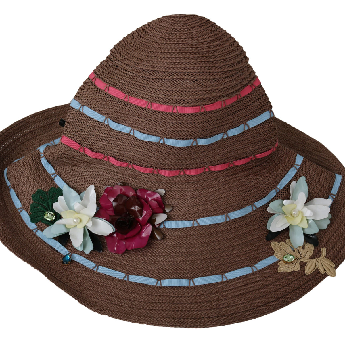 Dolce &amp; Gabbana Elegant Floppy Straw Hat with Floral Accents