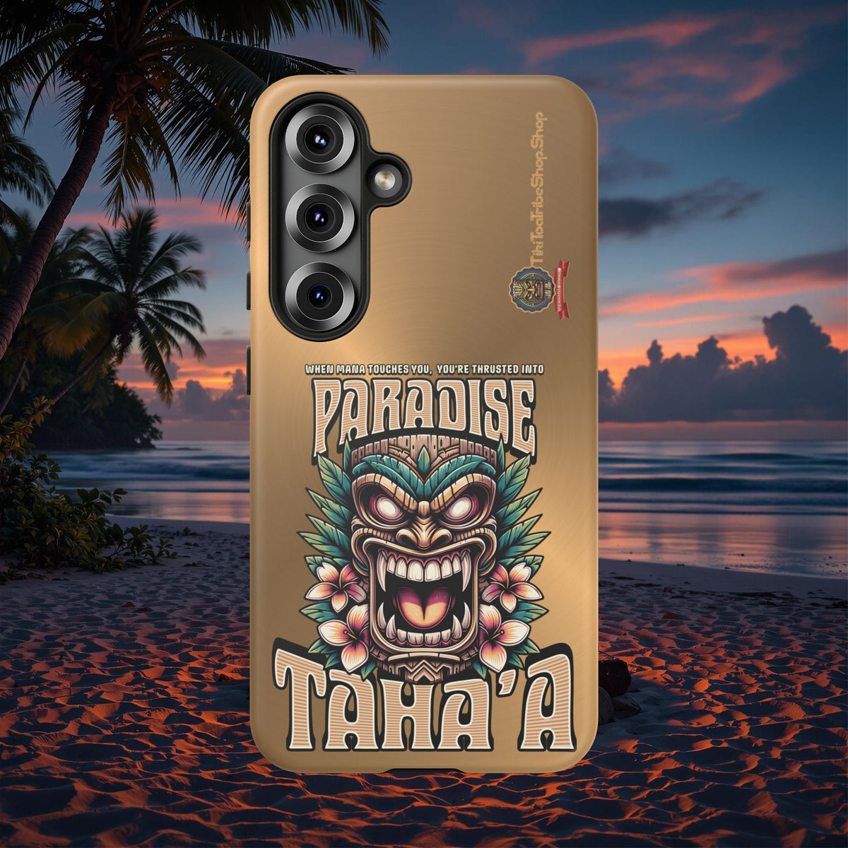 Tahaa – Coque Antichoc Premium « Tiki Féroce » | Design Tribal & Protection Maximale