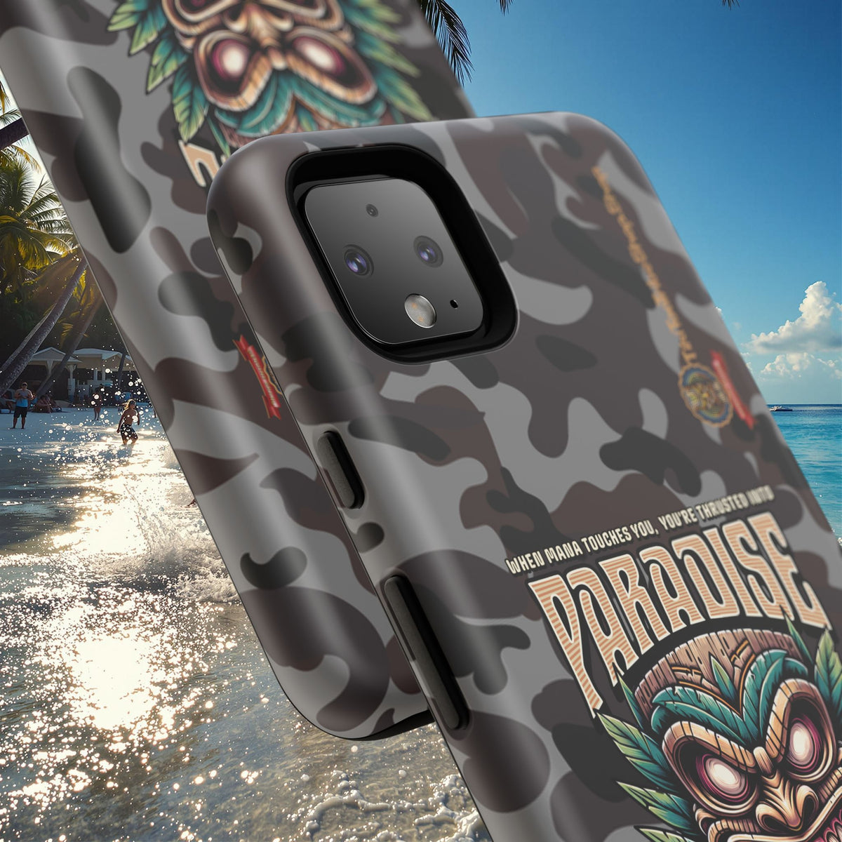 Tahaa – Coque Antichoc Premium « Tiki Féroce » | Design Tribal & Protection Maximale