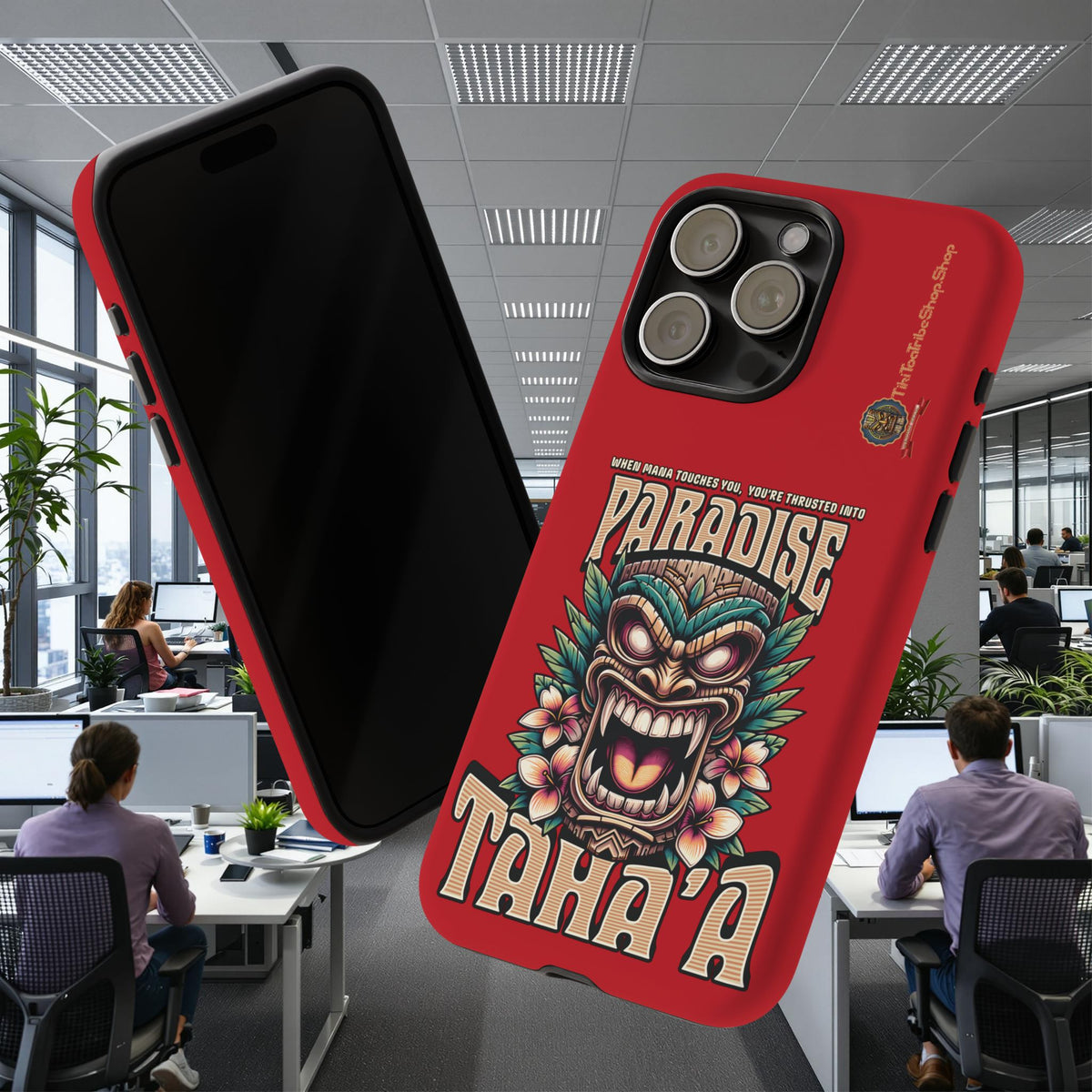 Tahaa – Coque Antichoc Premium « Tiki Féroce » | Design Tribal & Protection Maximale