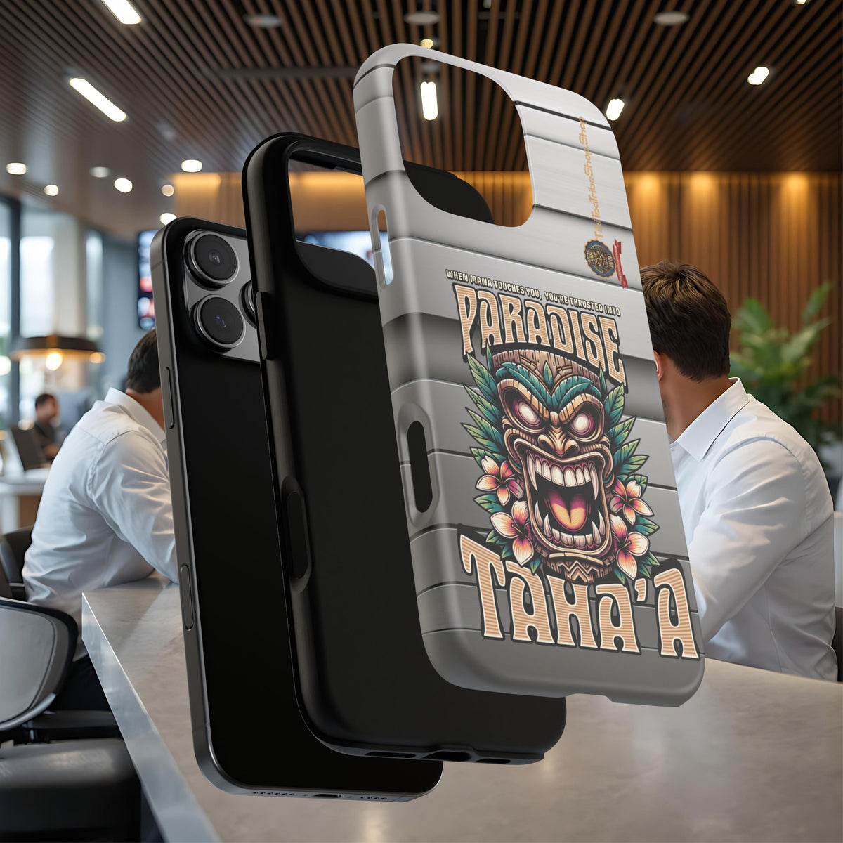 Tahaa – Coque Antichoc Premium « Tiki Féroce » | Design Tribal & Protection Maximale