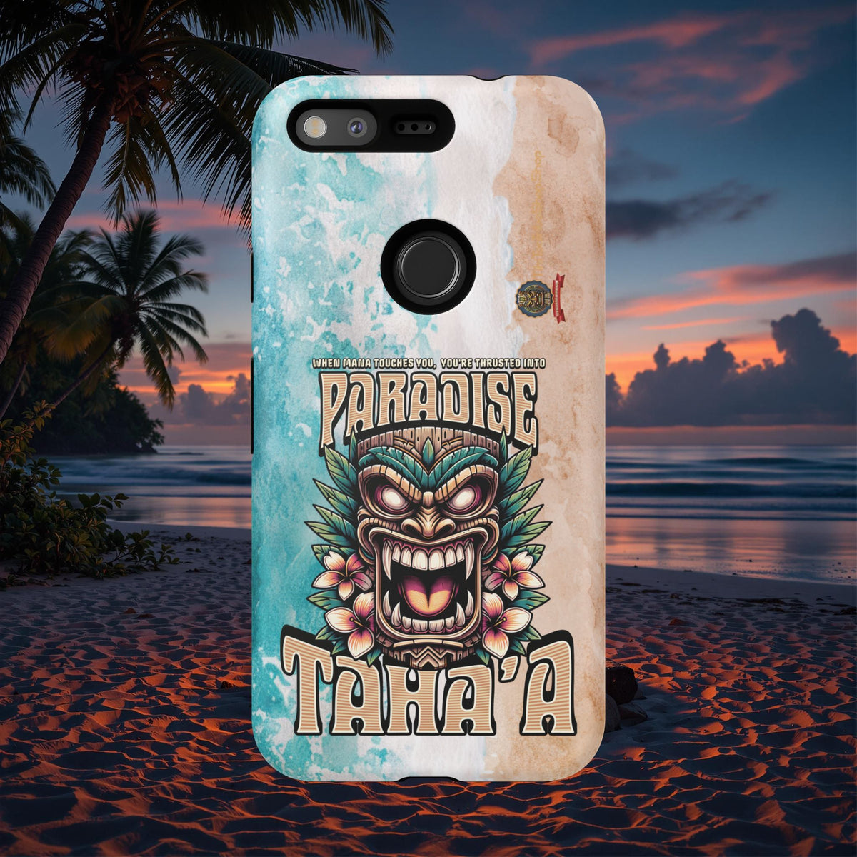 Tahaa – Coque Antichoc Premium « Tiki Féroce » | Design Tribal & Protection Maximale