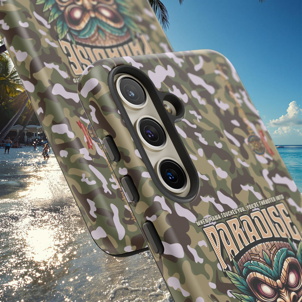 Tahaa – Coque Antichoc Premium « Tiki Féroce » | Design Tribal & Protection Maximale