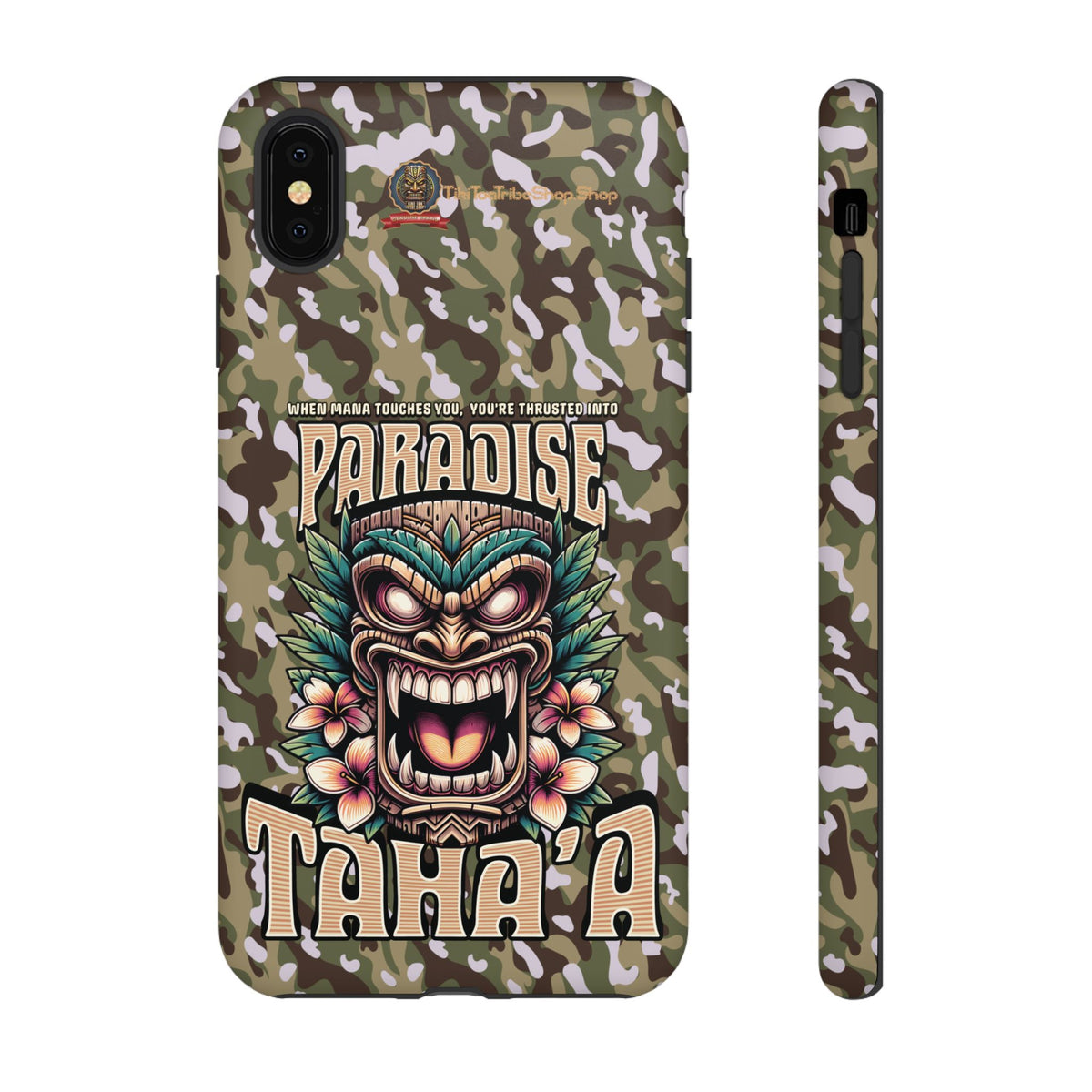 Tahaa – Coque Antichoc Premium « Tiki Féroce » | Design Tribal & Protection Maximale