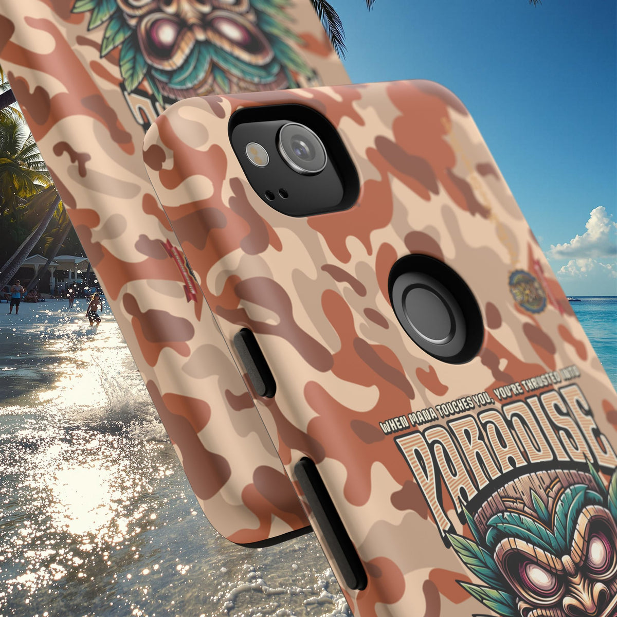 Tahaa – Coque Antichoc Premium « Tiki Féroce » | Design Tribal & Protection Maximale
