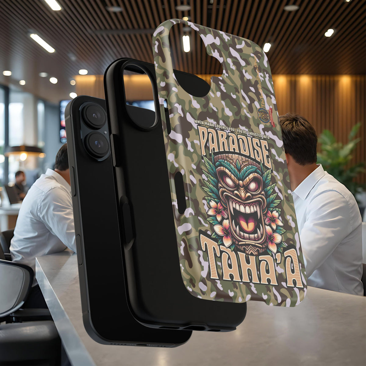 Tahaa – Coque Antichoc Premium « Tiki Féroce » | Design Tribal & Protection Maximale