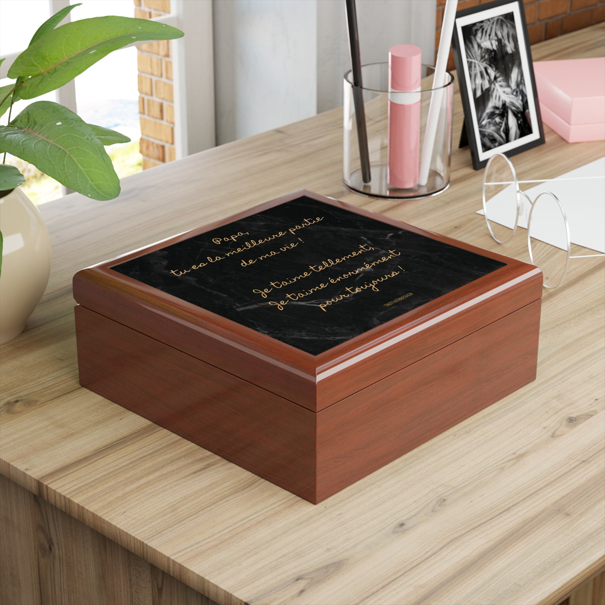 Coffret à Bijoux en bois noble avec carreaux céramique