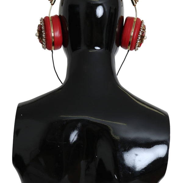 Dolce &amp; Gabbana Exquisite Red Crystal Leather Headphones