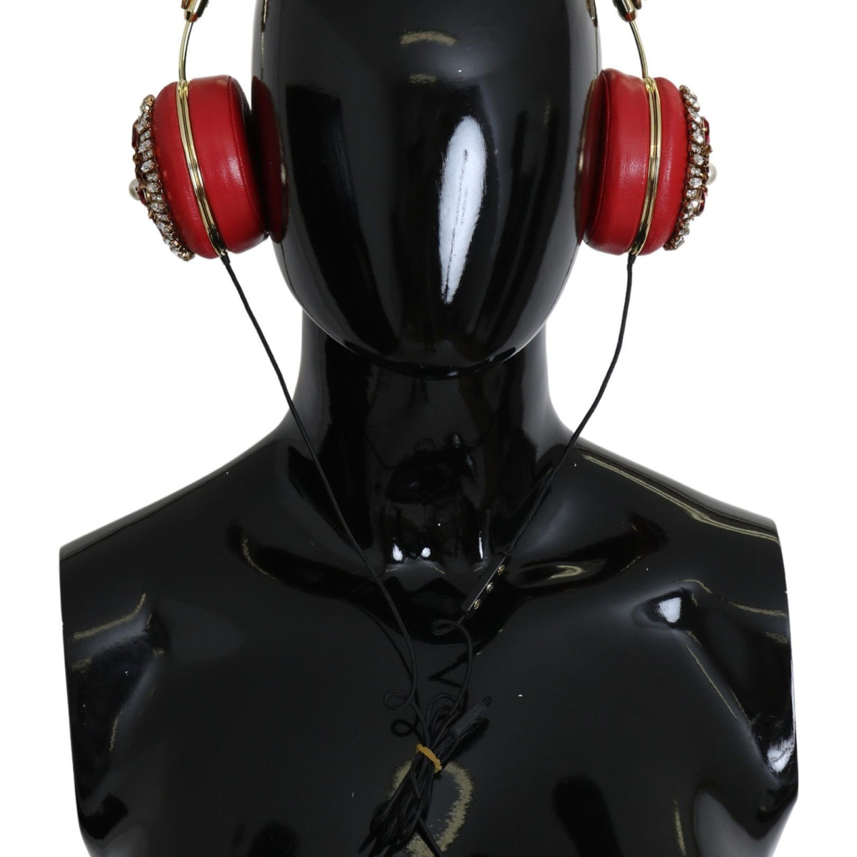 Dolce &amp; Gabbana Exquisite Red Crystal Leather Headphones