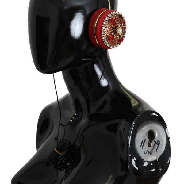 Dolce &amp; Gabbana Exquisite Red Crystal Leather Headphones