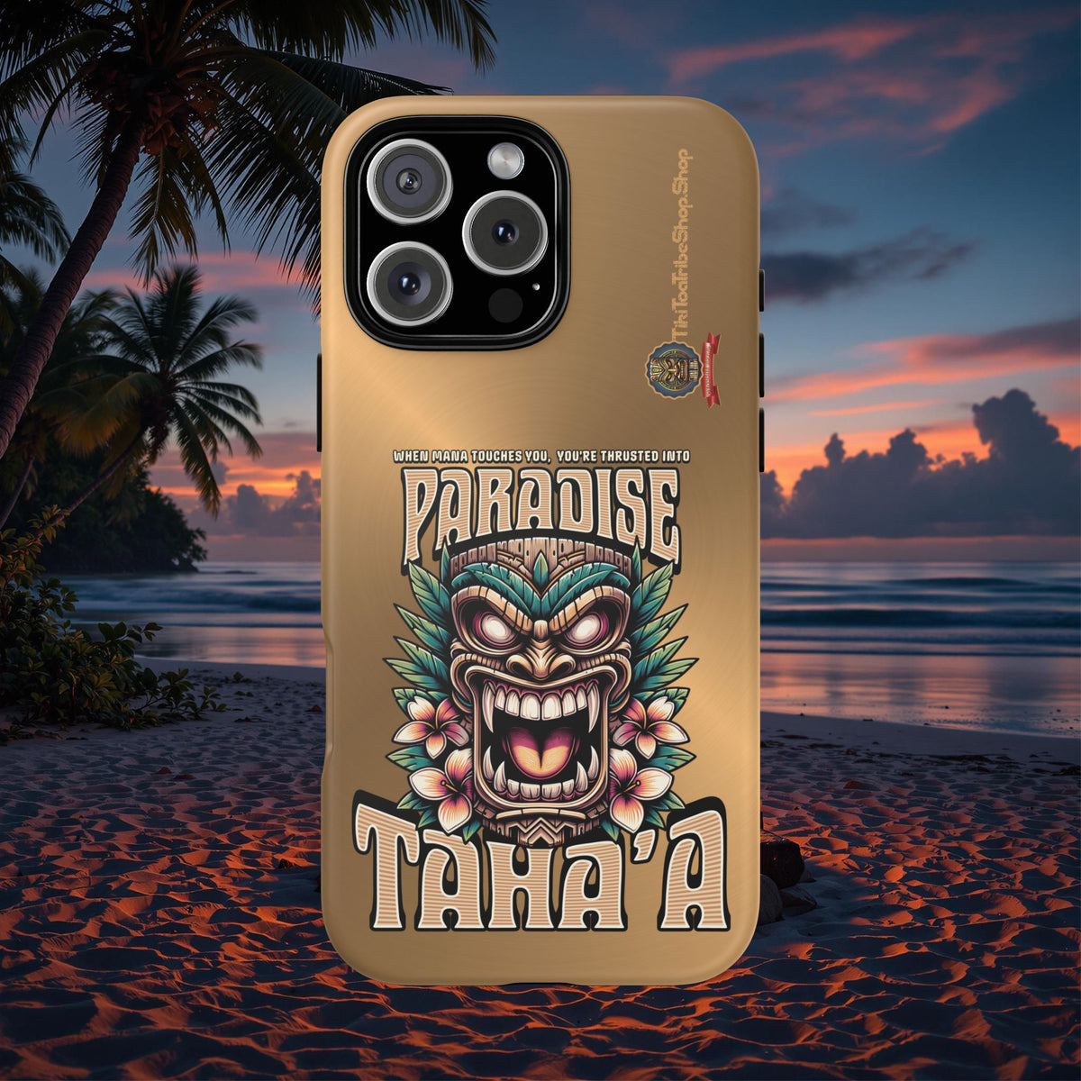 Tahaa – Coque Antichoc Premium « Tiki Féroce » | Design Tribal & Protection Maximale