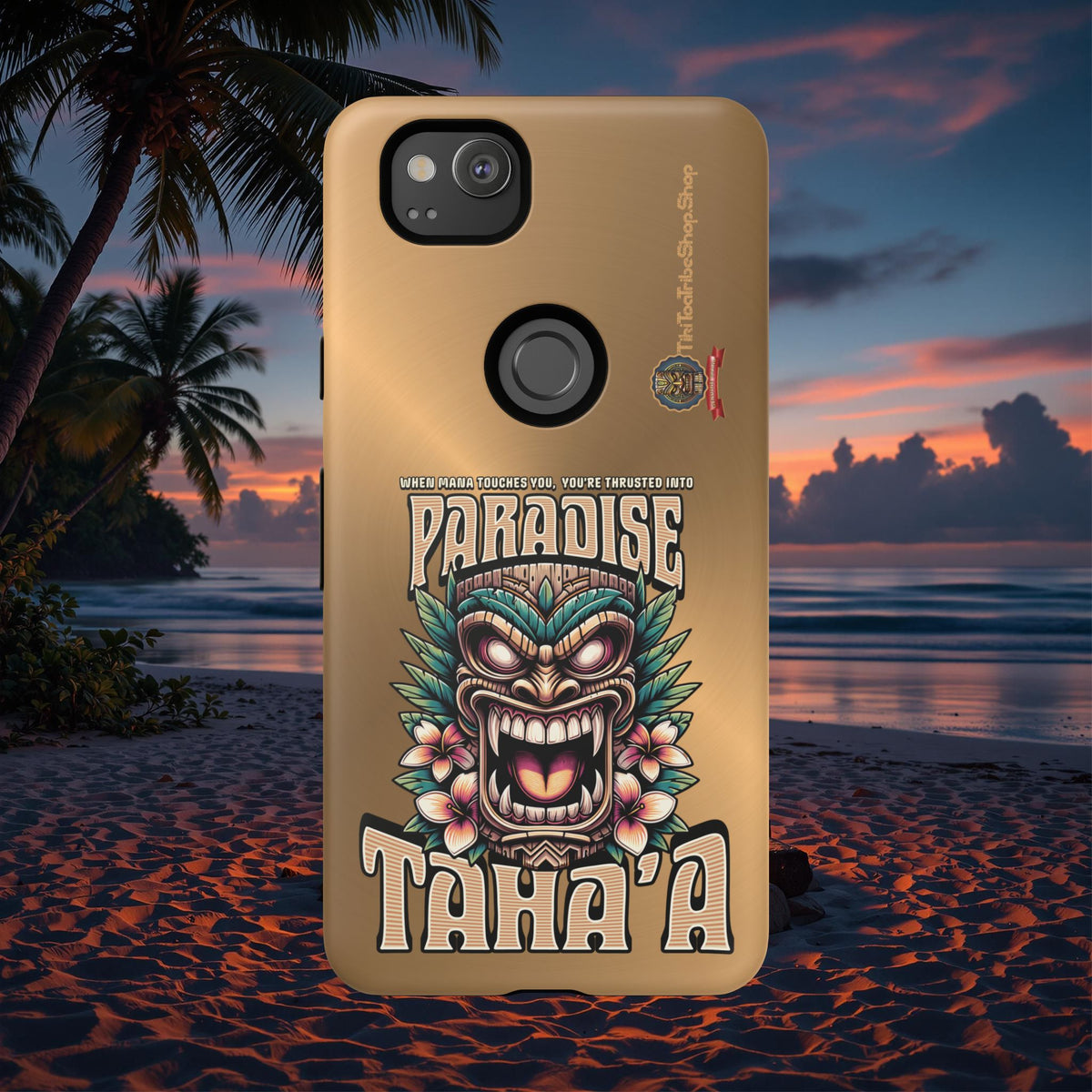 Tahaa – Coque Antichoc Premium « Tiki Féroce » | Design Tribal & Protection Maximale