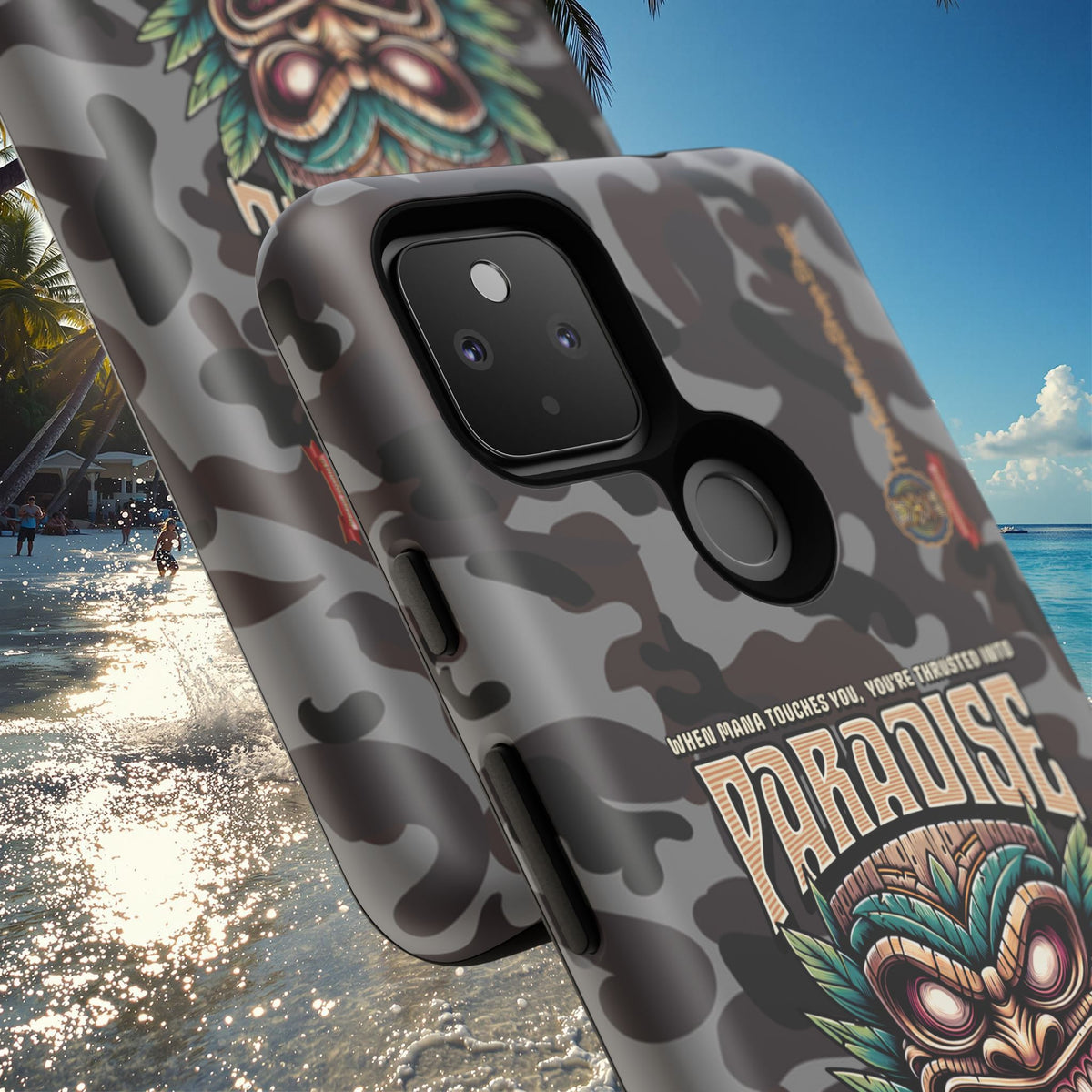 Tahaa – Coque Antichoc Premium « Tiki Féroce » | Design Tribal & Protection Maximale