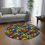 Round Rug or Wall Decoration, Multicolored Head to Head – “Pop Skull Party”