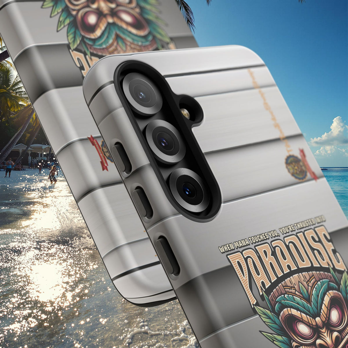 Tahaa – Coque Antichoc Premium « Tiki Féroce » | Design Tribal & Protection Maximale