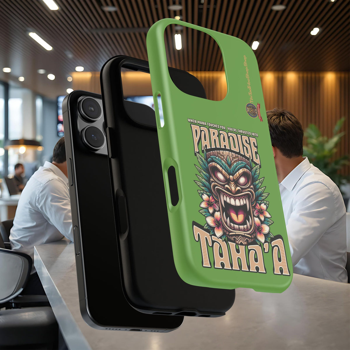 Tahaa – Coque Antichoc Premium « Tiki Féroce » | Design Tribal & Protection Maximale