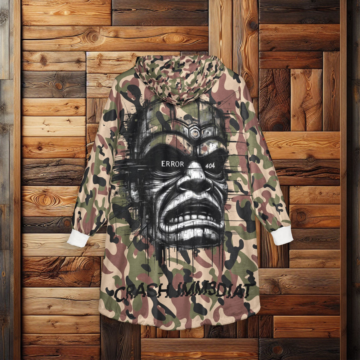 Tiki Glitch &amp; Error Hooded Fleece Blanket