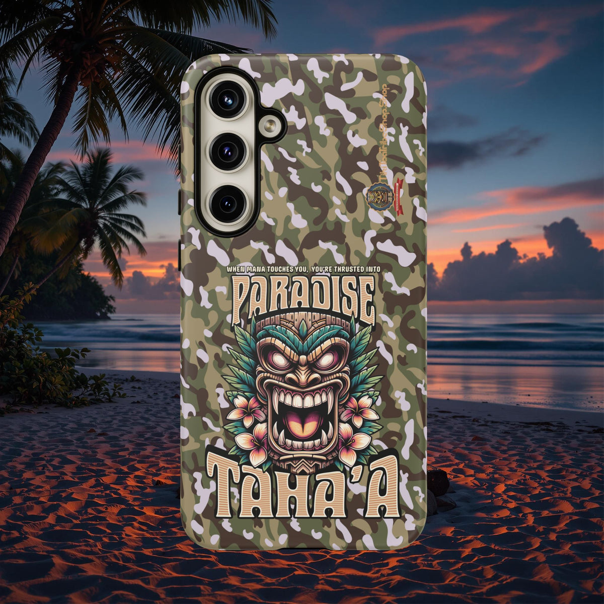 Tahaa – Coque Antichoc Premium « Tiki Féroce » | Design Tribal & Protection Maximale
