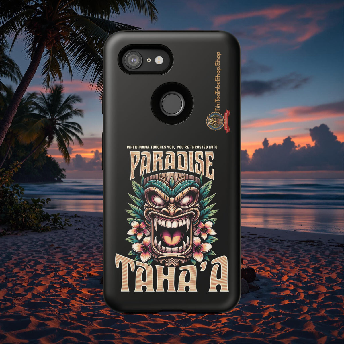 Tahaa – Coque Antichoc Premium « Tiki Féroce » | Design Tribal & Protection Maximale