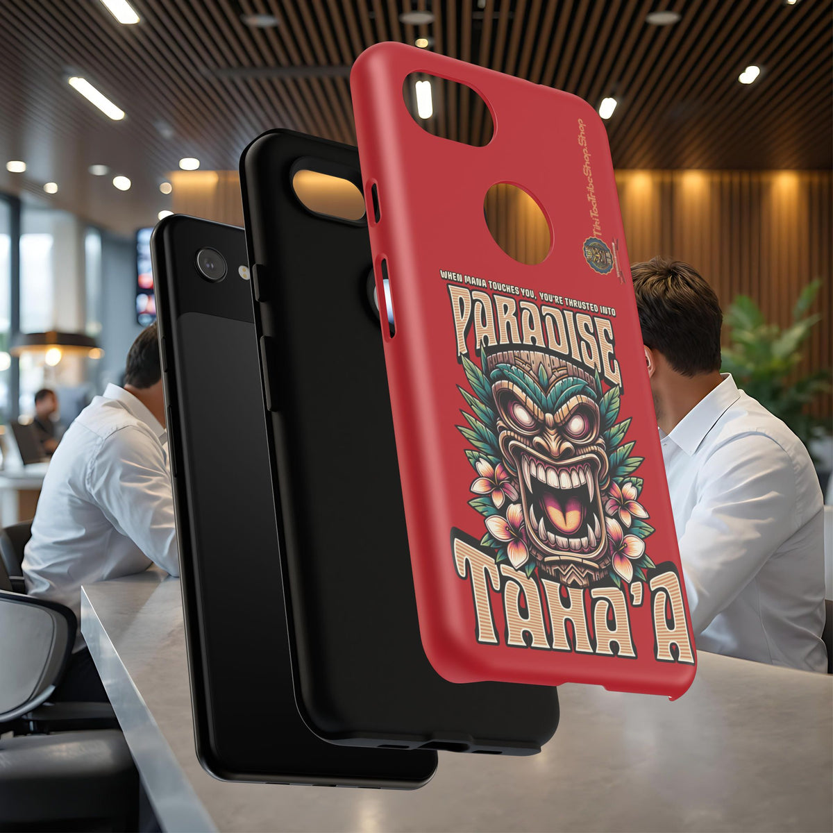 Tahaa – Coque Antichoc Premium « Tiki Féroce » | Design Tribal & Protection Maximale