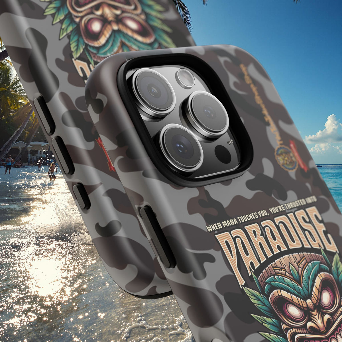 Tahaa – Coque Antichoc Premium « Tiki Féroce » | Design Tribal & Protection Maximale