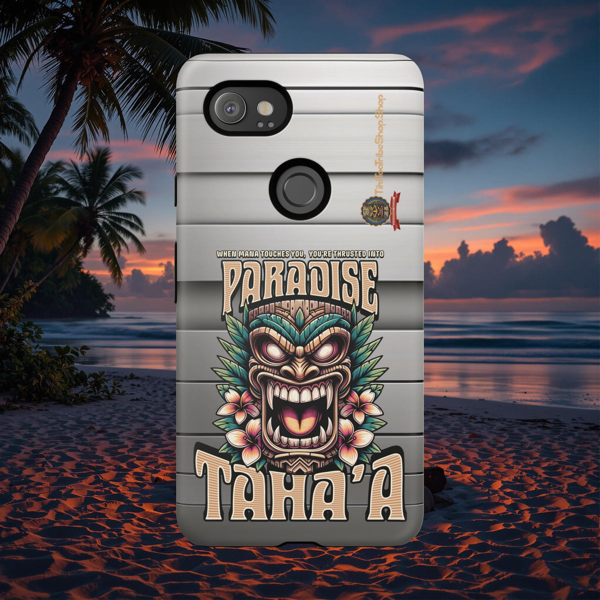 Tahaa – Coque Antichoc Premium « Tiki Féroce » | Design Tribal & Protection Maximale