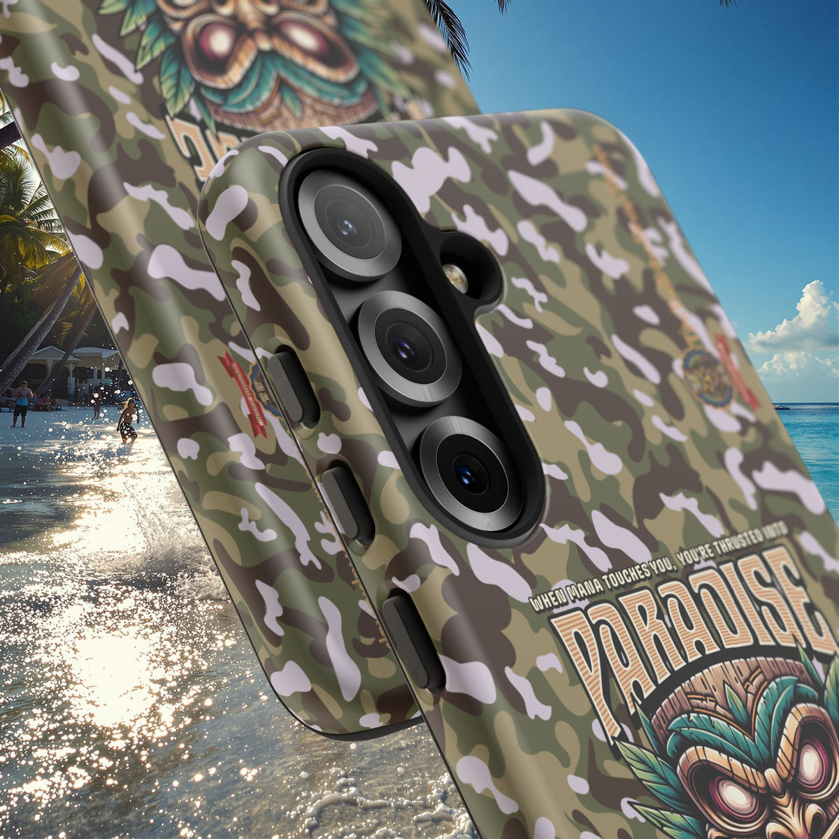 Tahaa – Coque Antichoc Premium « Tiki Féroce » | Design Tribal & Protection Maximale
