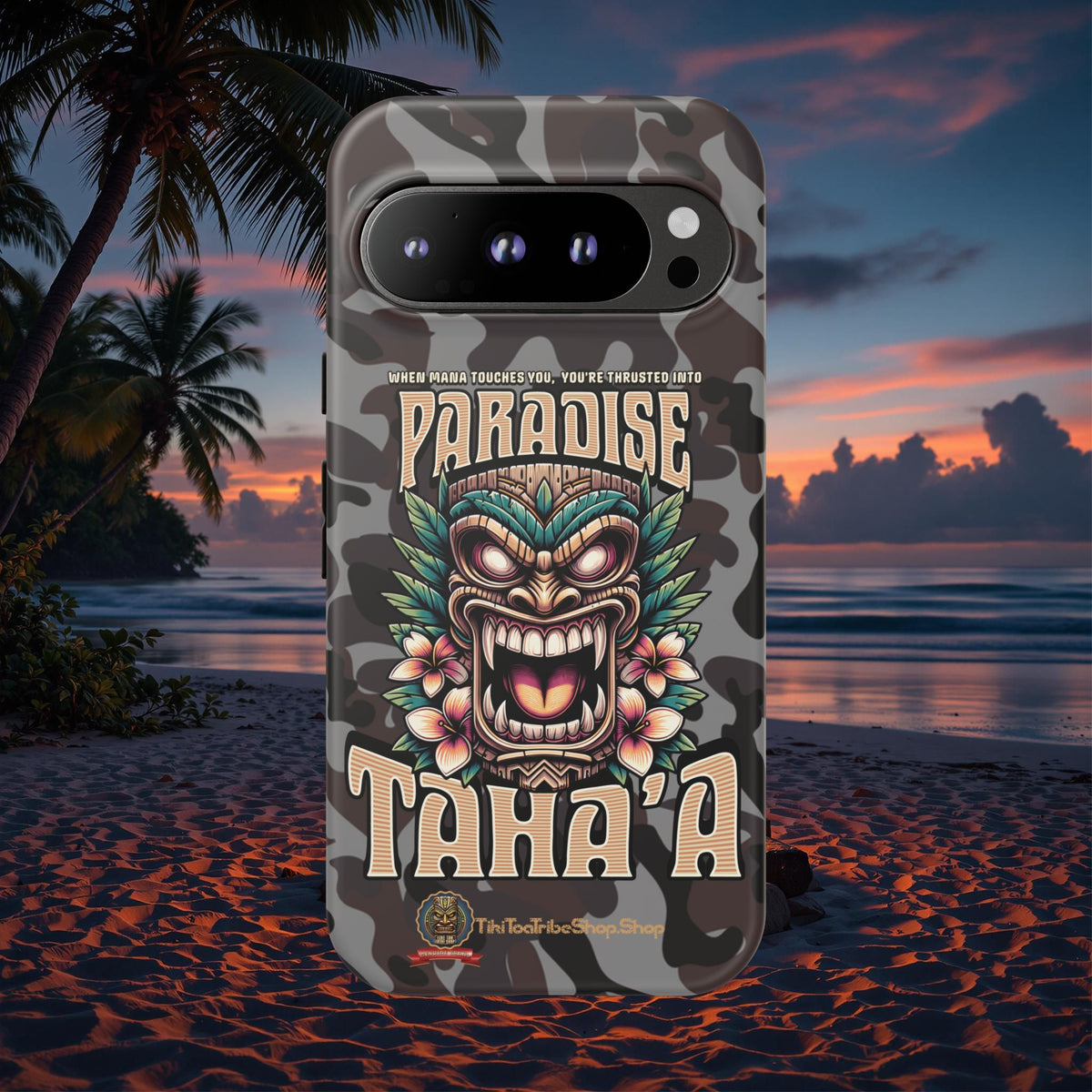 Tahaa – Coque Antichoc Premium « Tiki Féroce » | Design Tribal & Protection Maximale