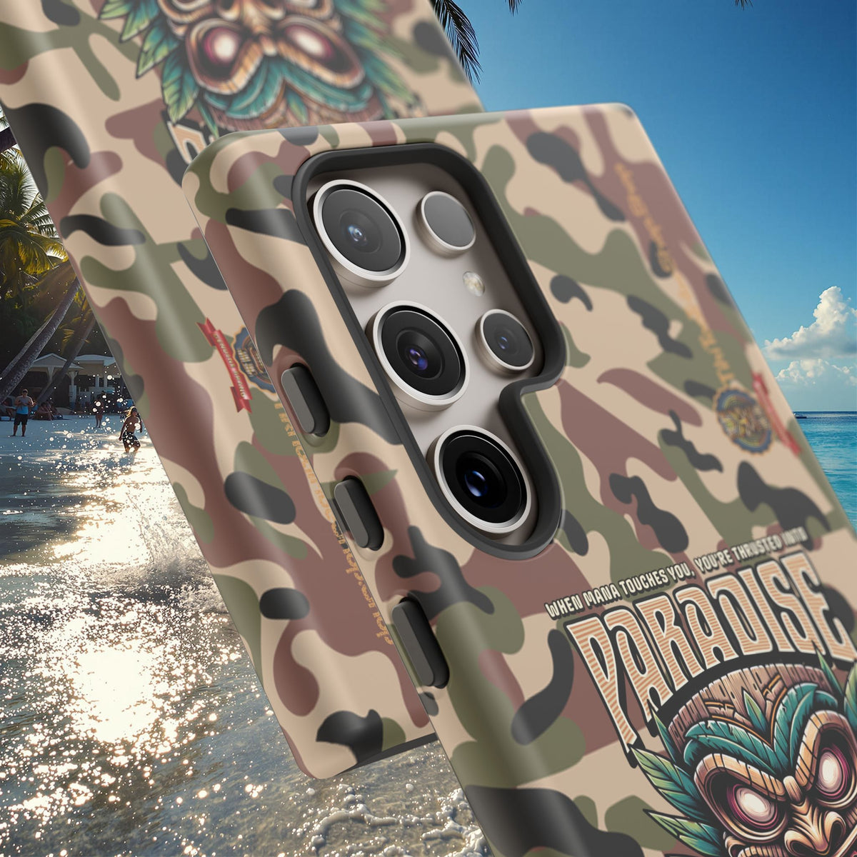 Tahaa – Coque Antichoc Premium « Tiki Féroce » | Design Tribal & Protection Maximale