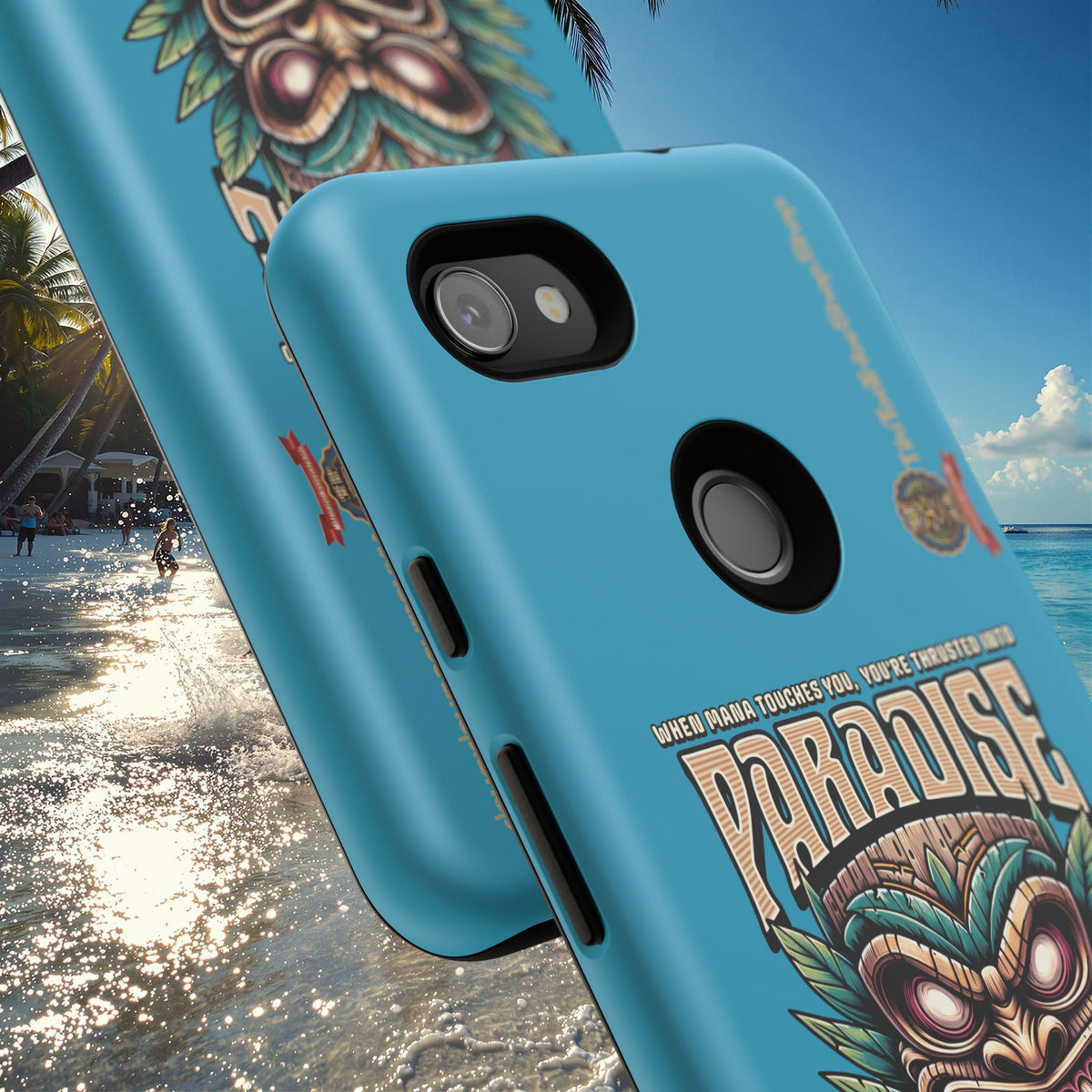 Tahaa – Coque Antichoc Premium « Tiki Féroce » | Design Tribal & Protection Maximale