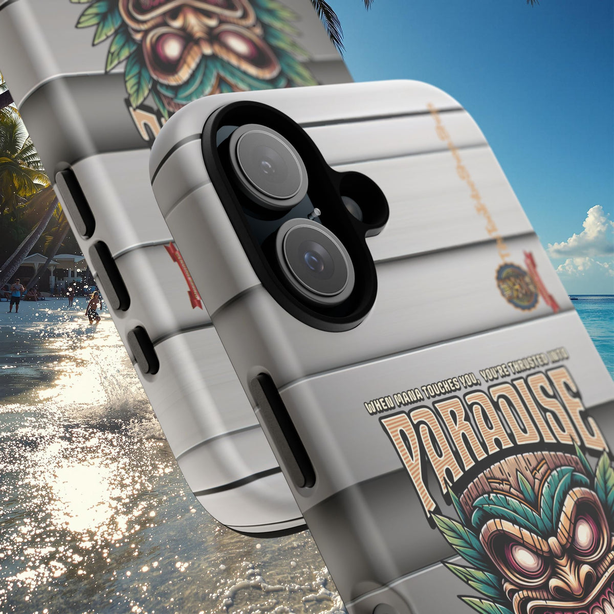 Tahaa – Coque Antichoc Premium « Tiki Féroce » | Design Tribal & Protection Maximale