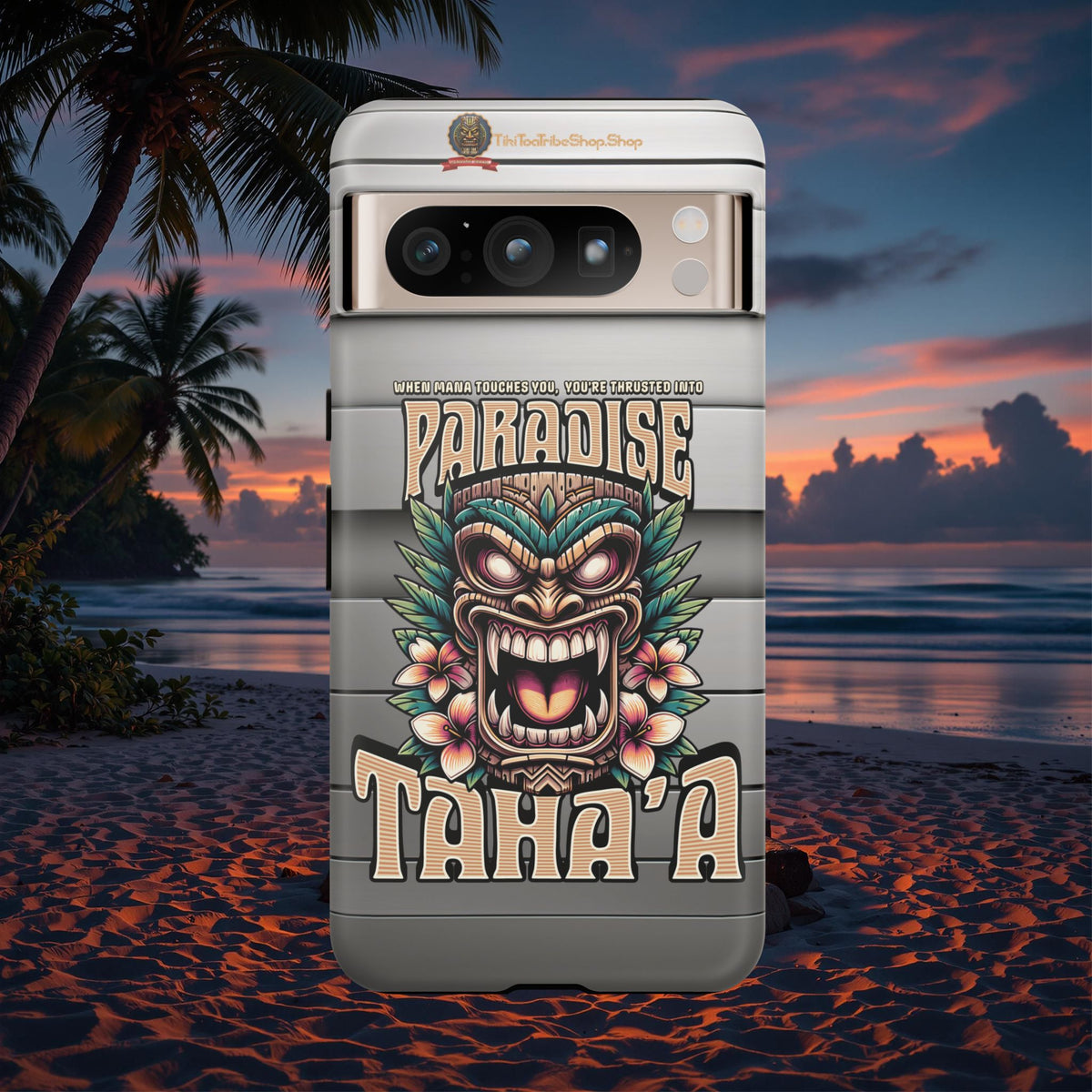 Tahaa – Coque Antichoc Premium « Tiki Féroce » | Design Tribal & Protection Maximale