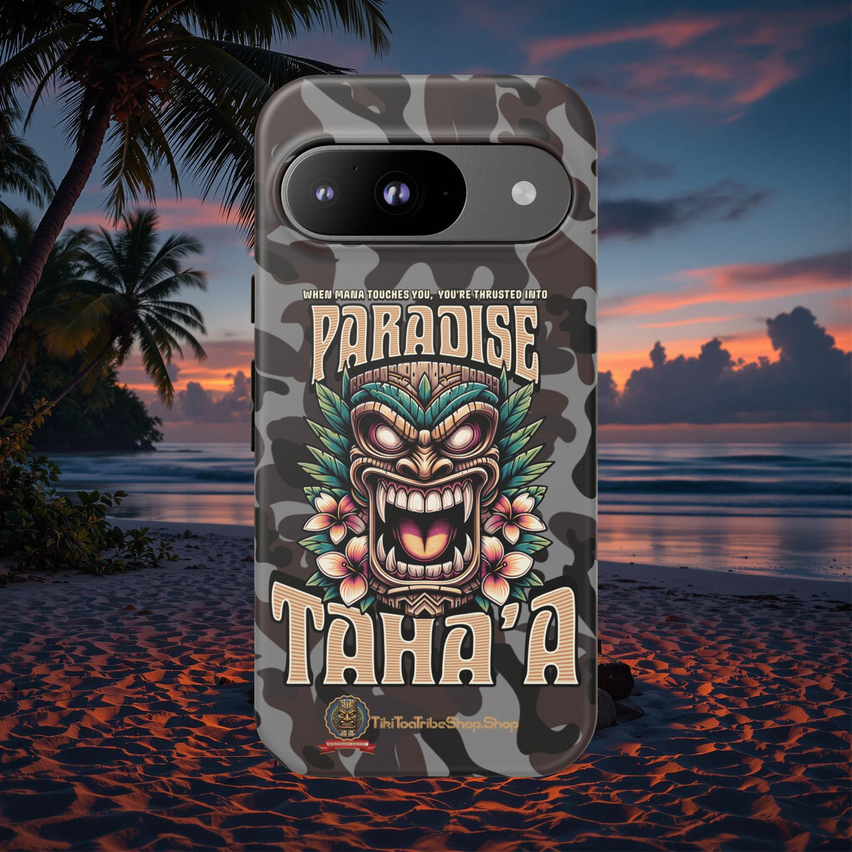 Tahaa – Coque Antichoc Premium « Tiki Féroce » | Design Tribal & Protection Maximale