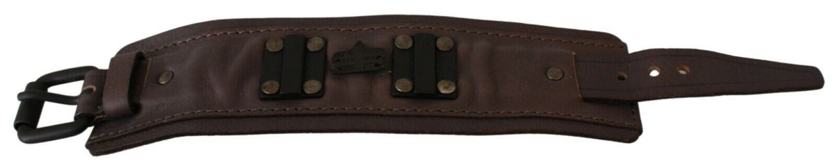 SCERVINO STREET : Bracelet Élégant Manchette en Cuir Marron Unisexe - Style Sophistiqué