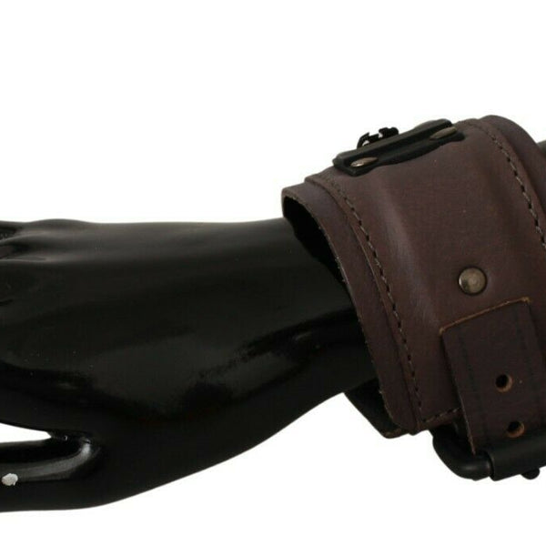 SCERVINO STREET : Bracelet Élégant Manchette en Cuir Marron Unisexe - Style Sophistiqué