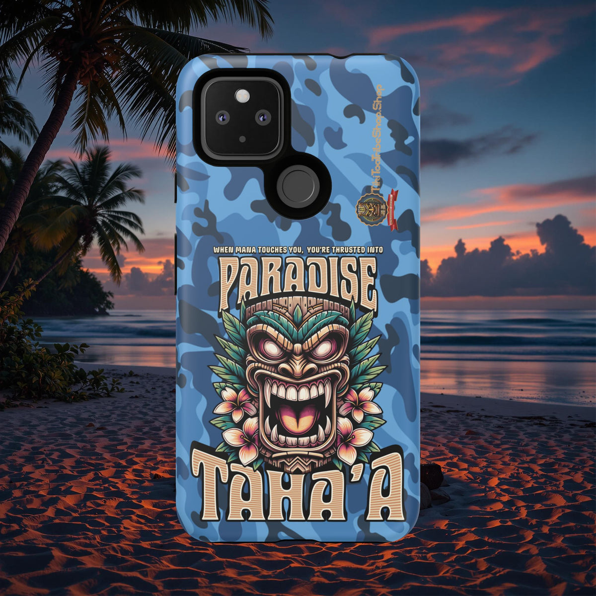 Tahaa – Coque Antichoc Premium « Tiki Féroce » | Design Tribal & Protection Maximale
