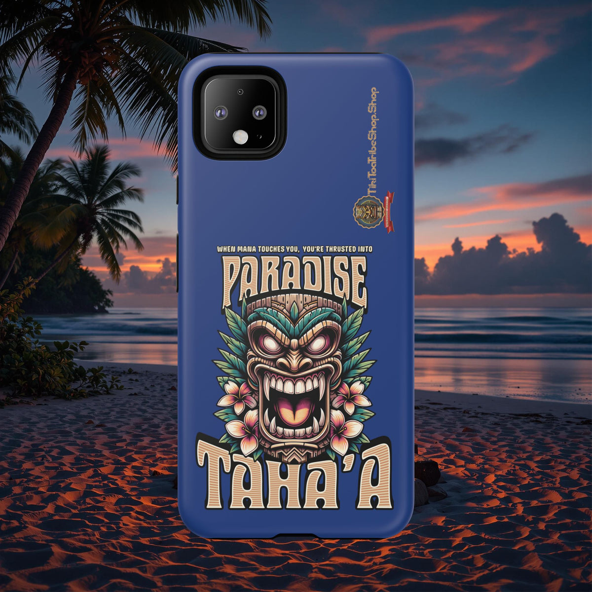 Tahaa – Coque Antichoc Premium « Tiki Féroce » | Design Tribal & Protection Maximale