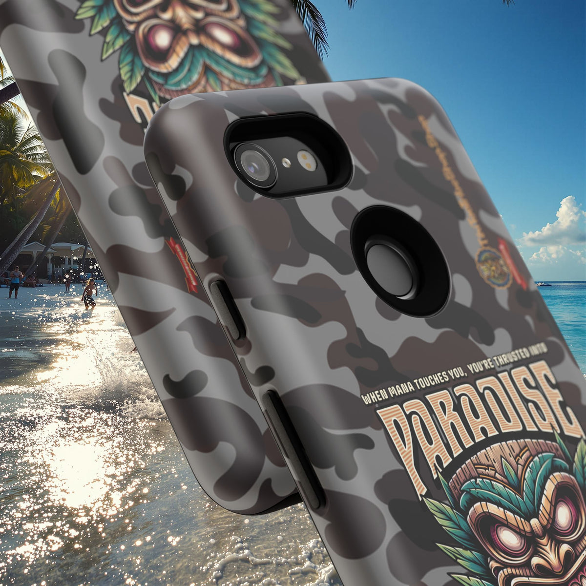 Tahaa – Coque Antichoc Premium « Tiki Féroce » | Design Tribal & Protection Maximale