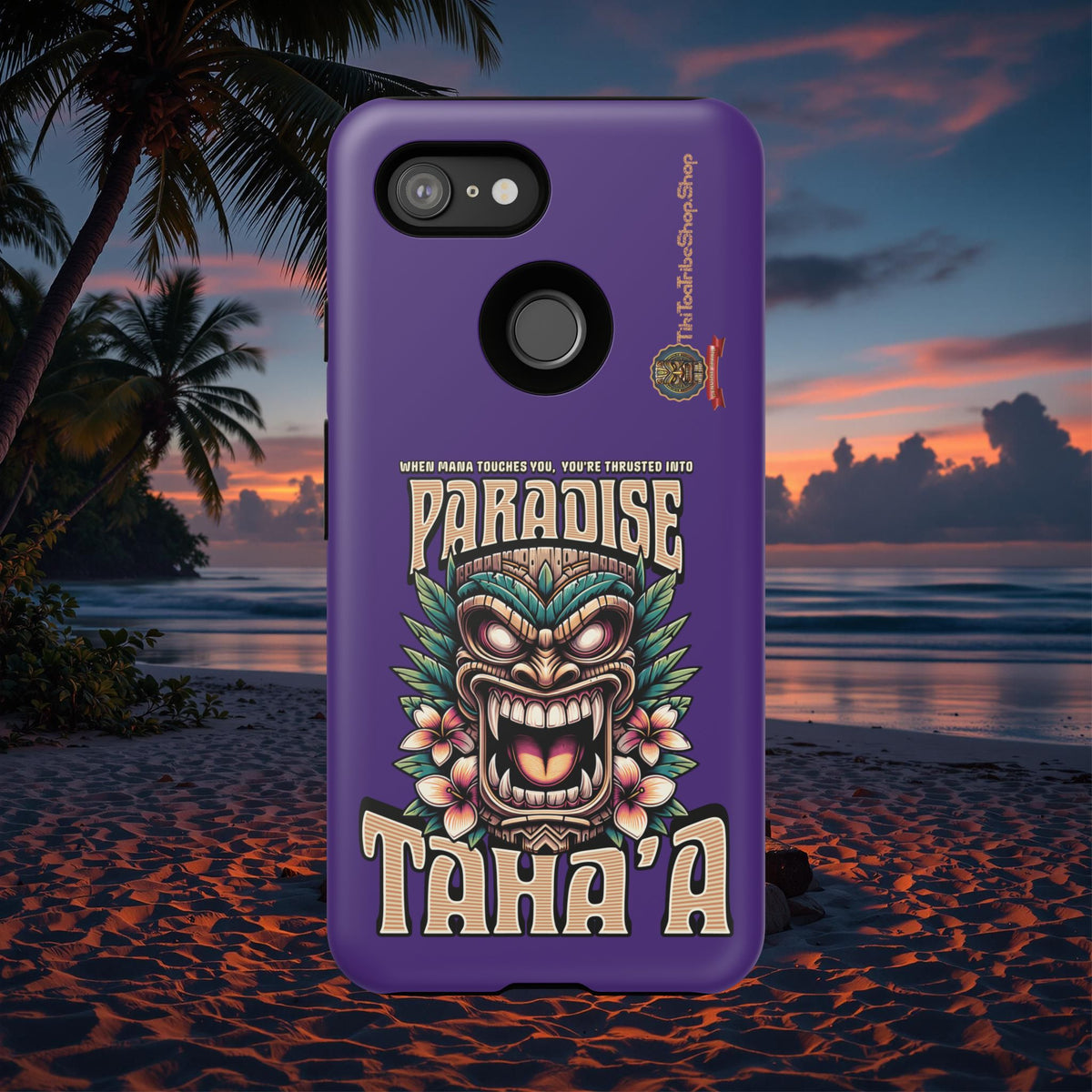Tahaa – Coque Antichoc Premium « Tiki Féroce » | Design Tribal & Protection Maximale