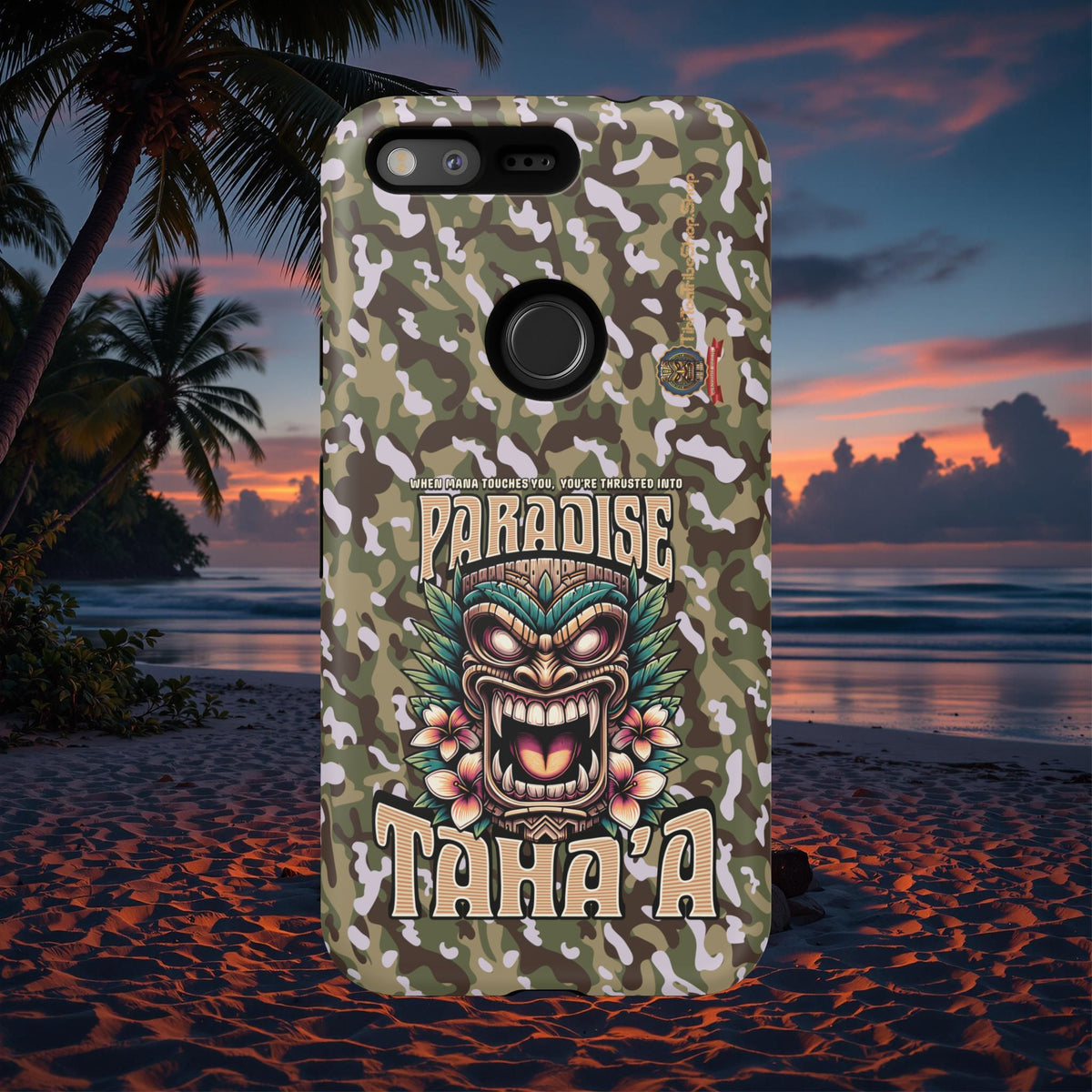 Tahaa – Coque Antichoc Premium « Tiki Féroce » | Design Tribal & Protection Maximale